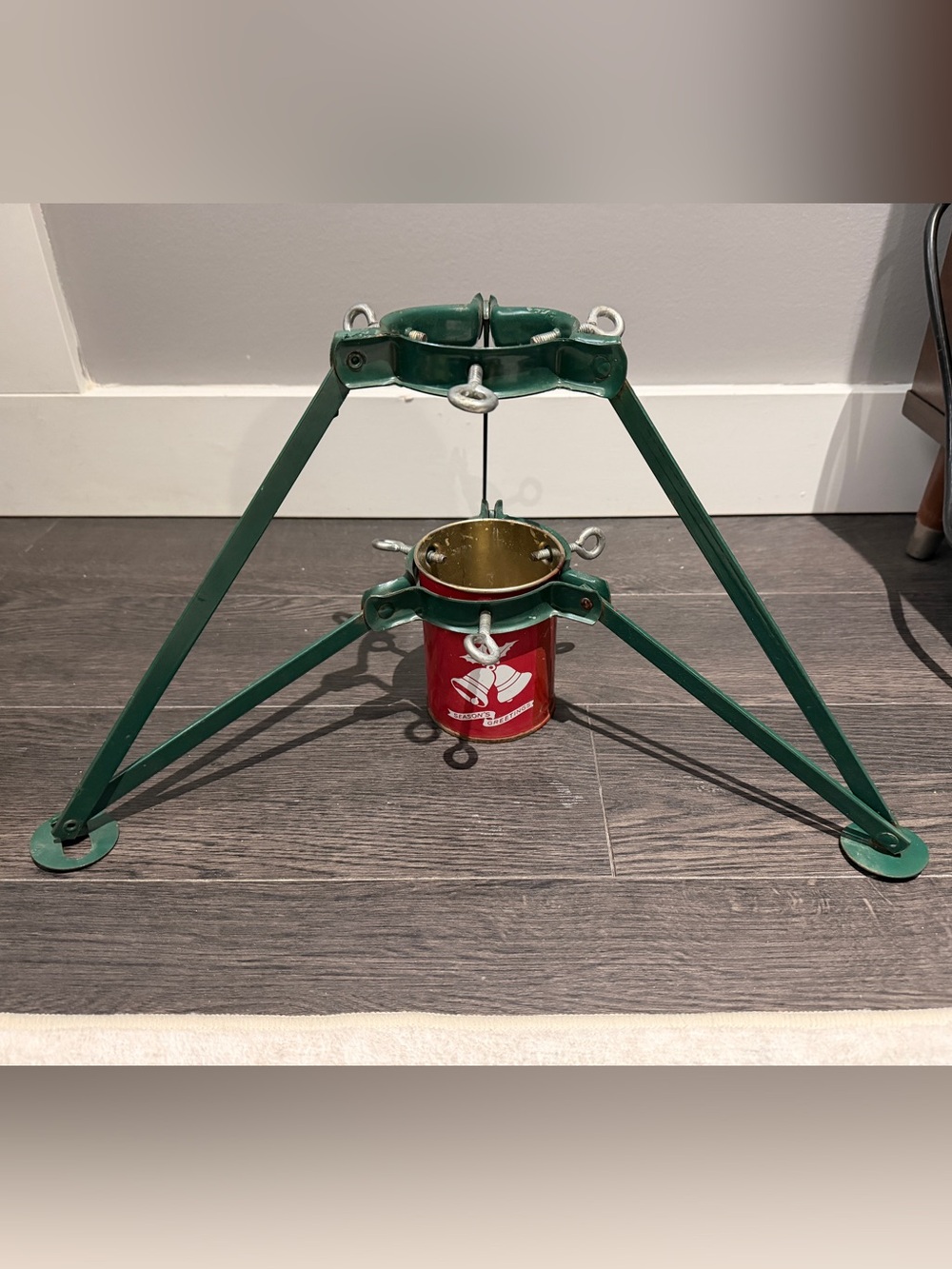 Vintage Christmas Tree Stand 1960’s “Season’s Greetings”